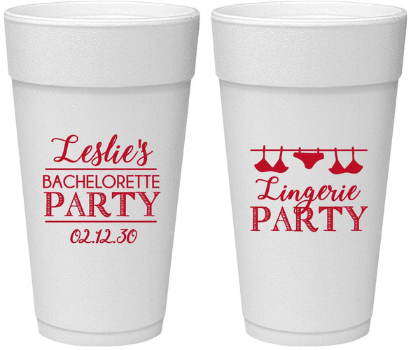 Personalized Bachelorette 24 oz Foam Cups - Lingerie Party | 60171