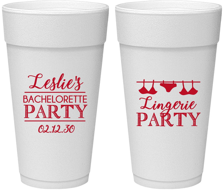 Personalized Bachelorette 24 oz Foam Cups - Lingerie Party | 60171