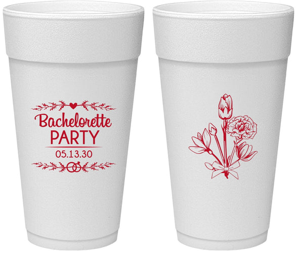 Personalized Bachelorette 24 oz Foam Cups - Flowers | 60174