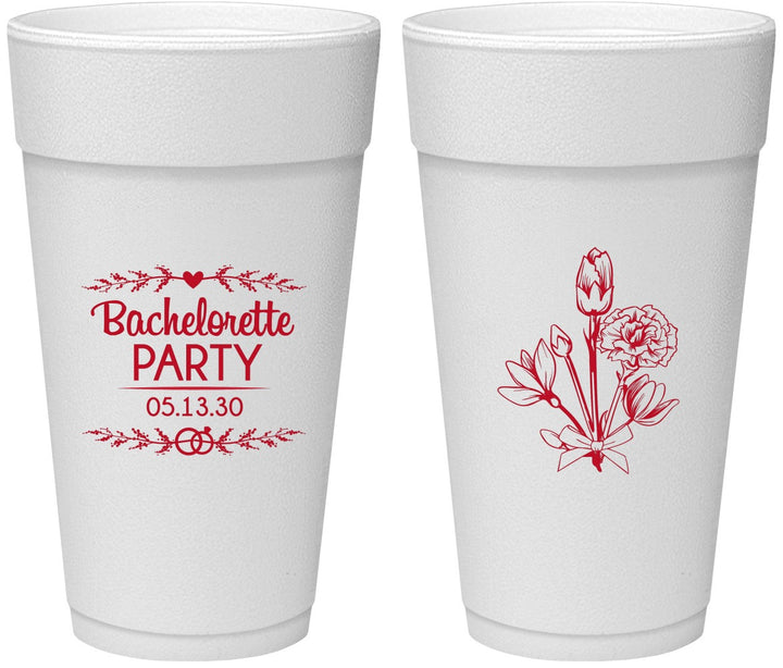 Personalized Bachelorette 24 oz Foam Cups - Flowers | 60174