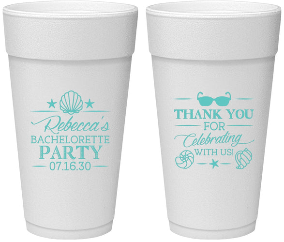 Personalized Bachelorette 24 oz Foam Cups - Beach | 60177