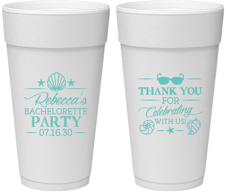 Personalized Bachelorette 24 oz Foam Cups - Beach | 60177