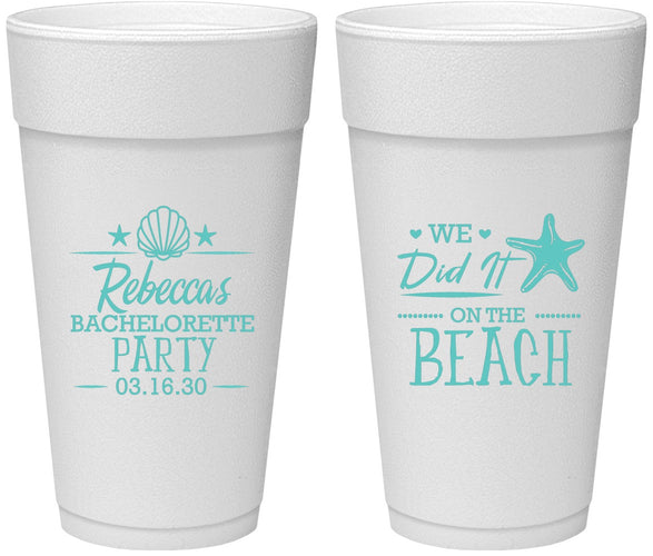 Personalized Bachelorette 24 oz Foam Cups - Beach | 60183