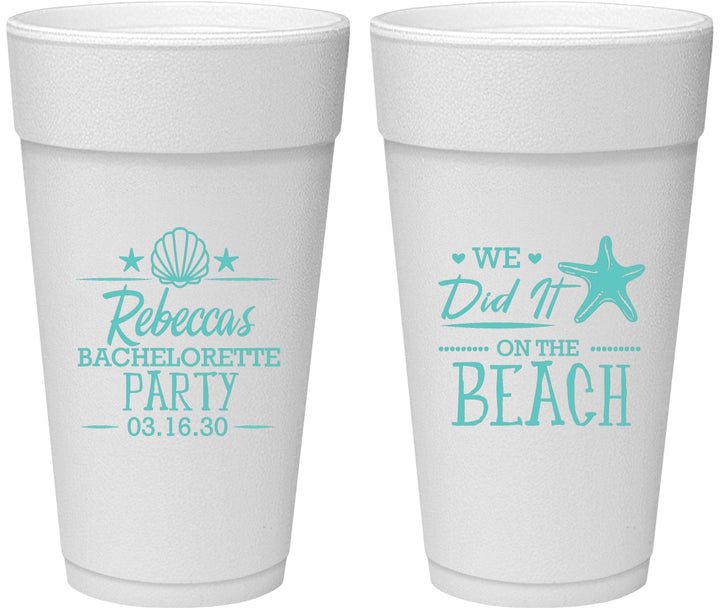 Personalized Bachelorette 24 oz Foam Cups - Beach | 60183