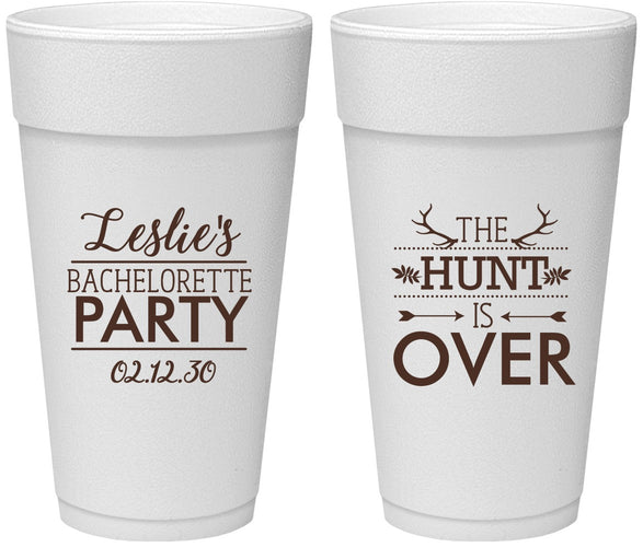 Personalized Bachelorette 24 oz Foam Cups - The Hunt Is Over | 60184