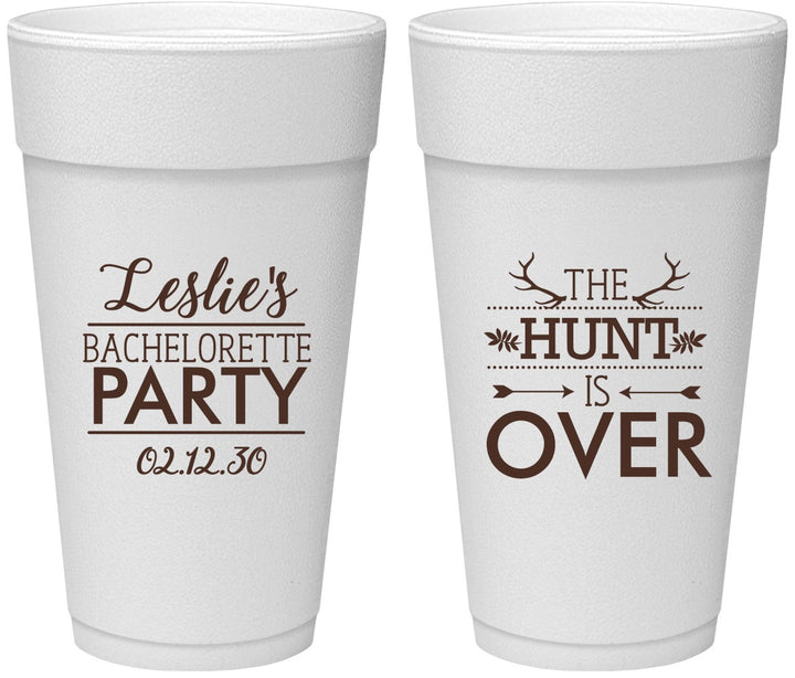 Personalized Bachelorette 24 oz Foam Cups - The Hunt Is Over | 60184