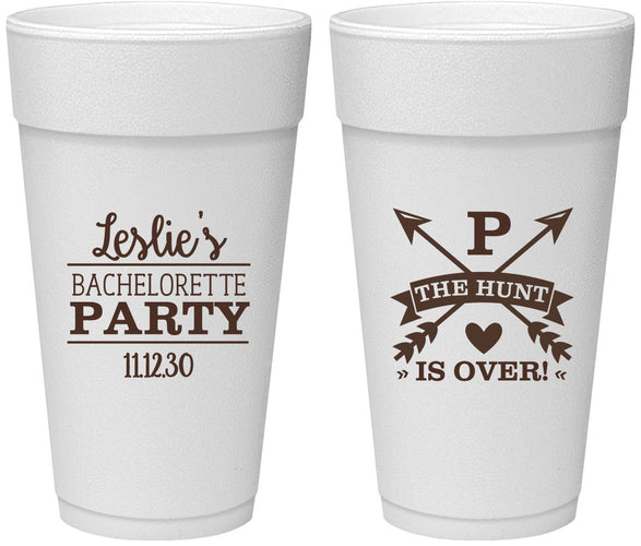 Personalized Bachelorette 24 oz Foam Cups - The Hunt Is Over | 60186