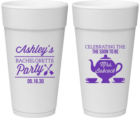Personalized Bachelorette 24 oz Foam Cups - Teapot | 60189