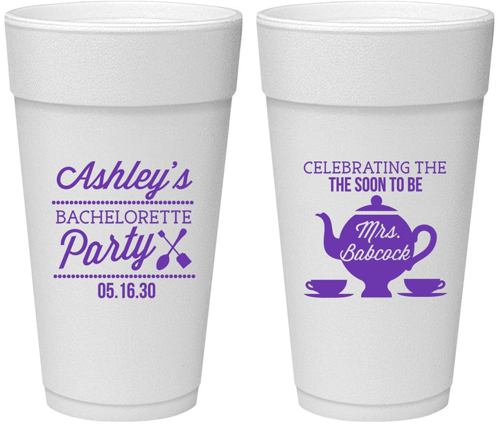 Personalized Bachelorette 24 oz Foam Cups - Teapot | 60189