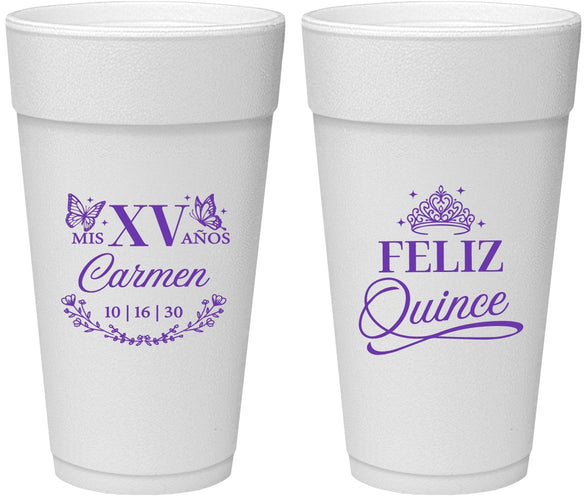 Personalized Quinceanera 24 oz Foam Cups - Mis Quince Anos | 70000