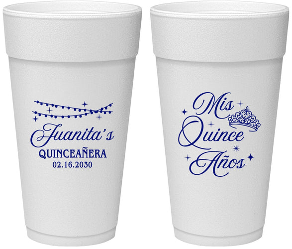 Personalized Quinceanera 24 oz Foam Cups - Mis Quince Anos | 70001