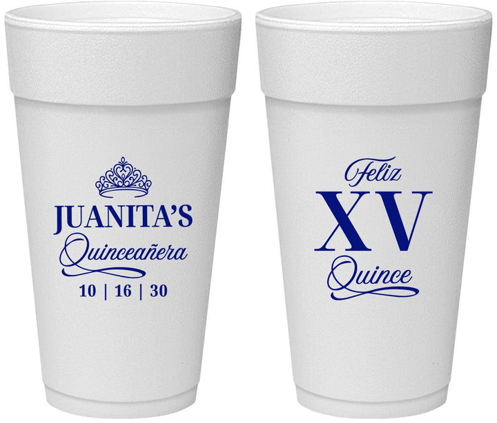 Personalized Quinceanera 24 oz Foam Cups - Mis Quince Anos | 70003