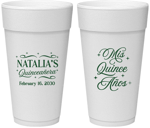 Personalized Quinceanera 24 oz Foam Cups - Mis Quince Anos | 70006