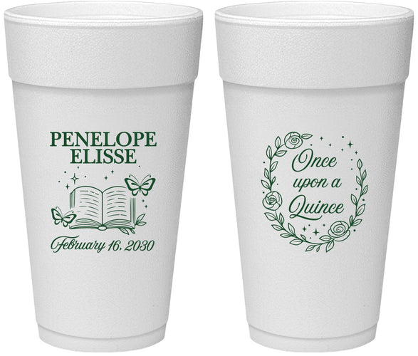 Personalized Quinceanera 24 oz Foam Cups - Once Upon A Quince | 70014