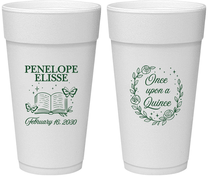 Personalized Quinceanera 24 oz Foam Cups - Once Upon A Quince | 70014