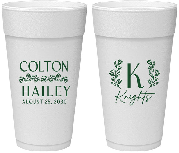 Personalized Wedding 24 oz Foam Cups - Monogram | 800