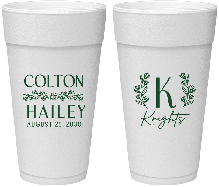 Personalized Wedding 24 oz Foam Cups - Monogram | 800