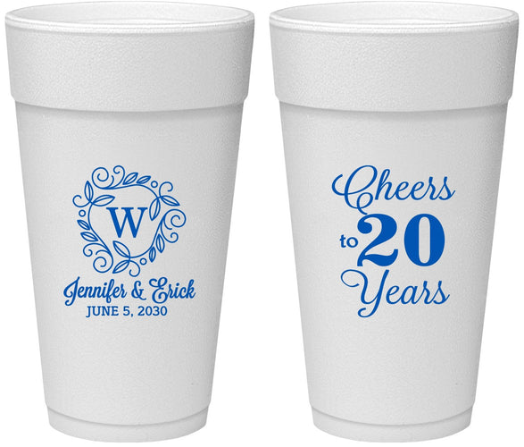 Personalized Anniversary 24 oz Foam Cups - Cheers To 20 Years | 80001