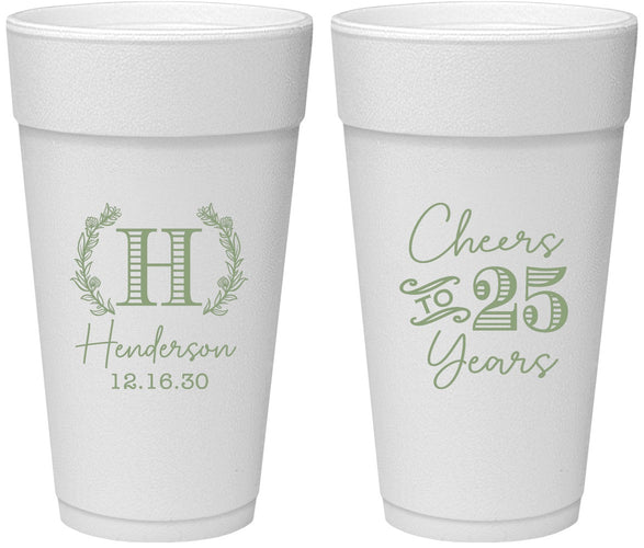 Personalized Anniversary 24 oz Foam Cups - Cheers To 25 Years | 80002