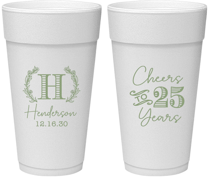 Personalized Anniversary 24 oz Foam Cups - Cheers To 25 Years | 80002