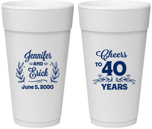 Personalized Anniversary 24 oz Foam Cups - Cheers To 40 Years | 80005