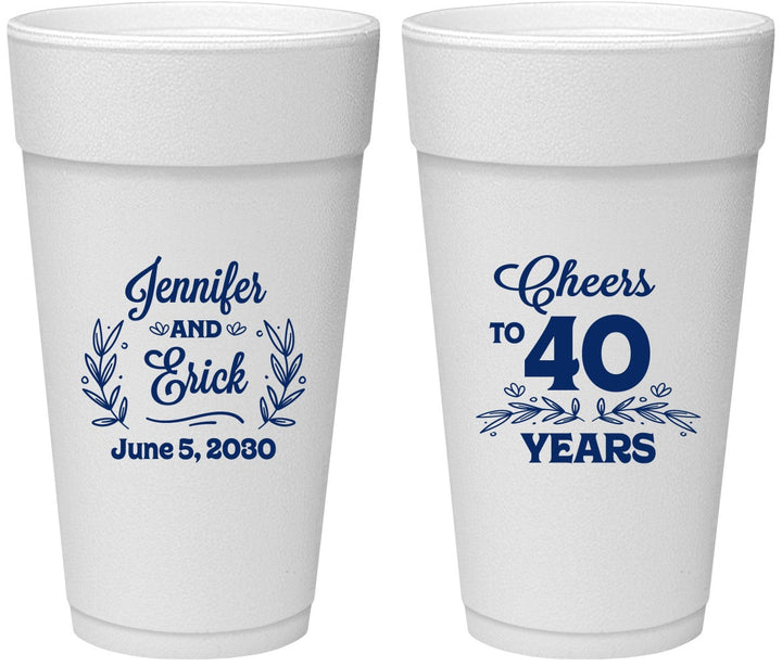 Personalized Anniversary 24 oz Foam Cups - Cheers To 40 Years | 80005