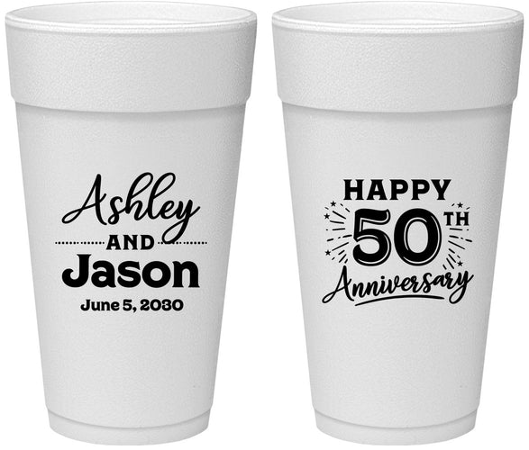 Personalized Anniversary 24 oz Foam Cups - 50th Wedding | 80007