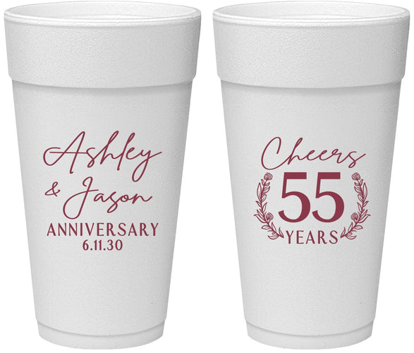 Personalized Anniversary 24 oz Foam Cups - Cheers To 55 Years | 80008