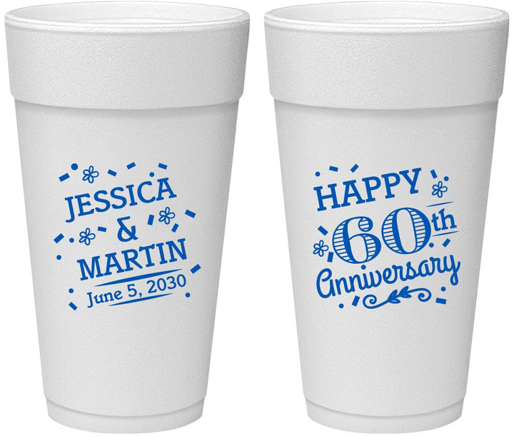 Personalized Anniversary 24 oz Foam Cups - Cheers To 60 Years | 80009