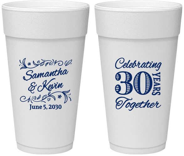 Personalized Anniversary 24 oz Foam Cups - 30 Years Together | 80013