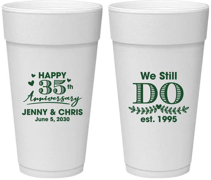 Personalized Anniversary 24 oz Foam Cups - 35th Wedding | 80014