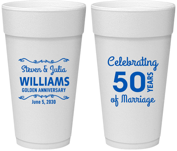 Personalized Anniversary 24 oz Foam Cups - 50 Years Of Marriage | 80017