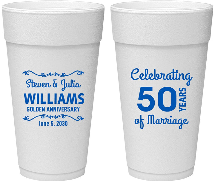 Personalized Anniversary 24 oz Foam Cups - 50 Years Of Marriage | 80017