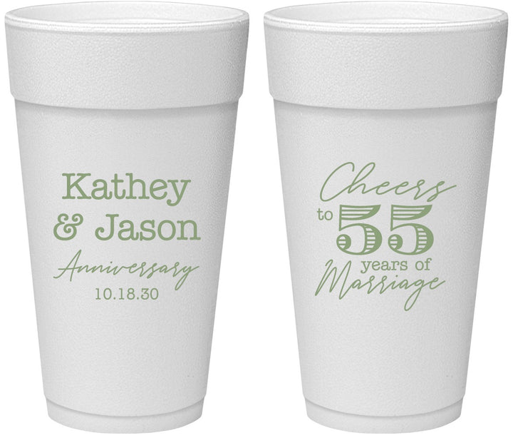 Personalized Anniversary 24 oz Foam Cups - Cheers To 55 Years | 80018
