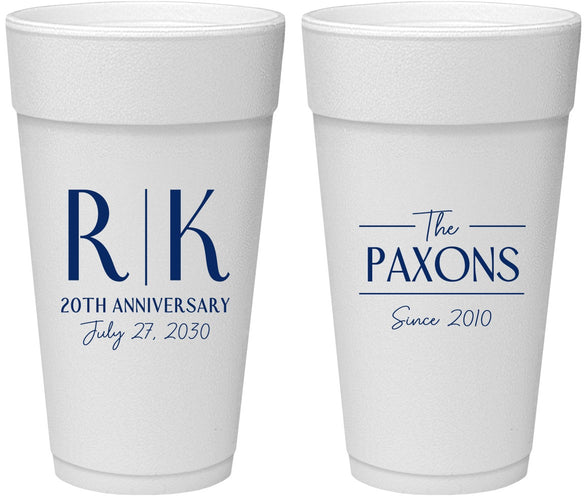 Personalized Anniversary 24 oz Foam Cups - 20th Wedding | 80021