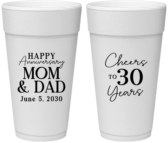 Personalized Anniversary 24 oz Foam Cups - Cheers To 30 Years | 80023