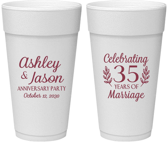 Personalized Anniversary 24 oz Foam Cups - 35 Years Of Marriage | 80024