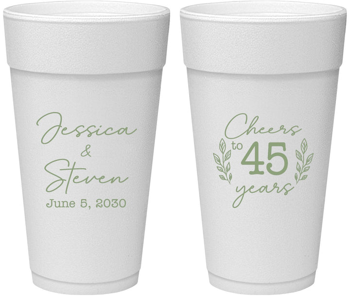 Personalized Anniversary 24 oz Foam Cups - Cheers To 45 Years | 80026