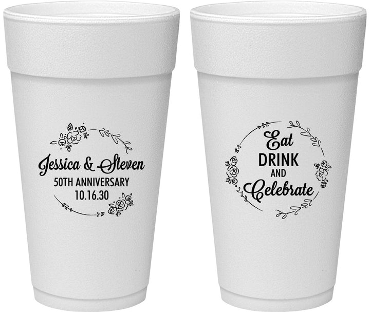 Personalized Anniversary 24 oz Foam Cups - 50th Wedding | 80027