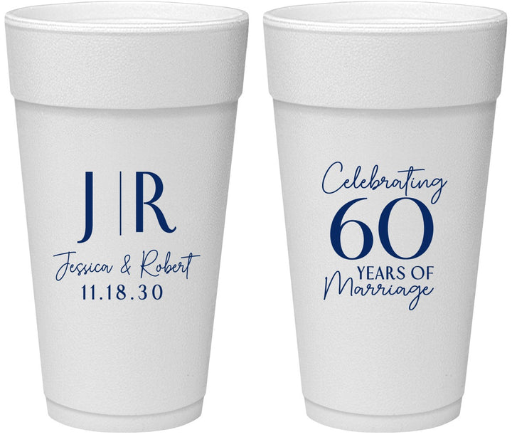 Personalized Anniversary 24 oz Foam Cups - 60 Years Of Marriage | 80029