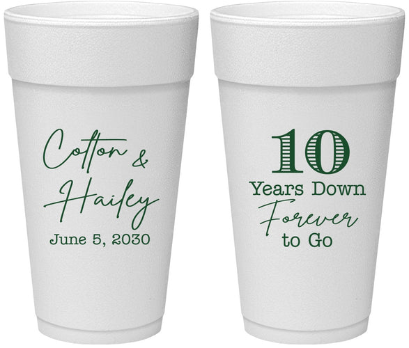 Personalized Anniversary 24 oz Foam Cups - Just Married 10 Years Ago | 80030