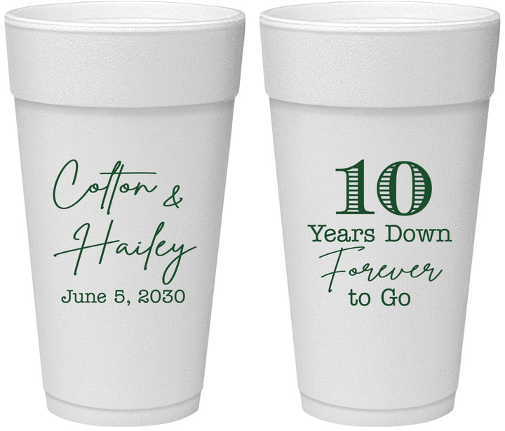 Personalized Anniversary 24 oz Foam Cups - Just Married 10 Years Ago | 80030