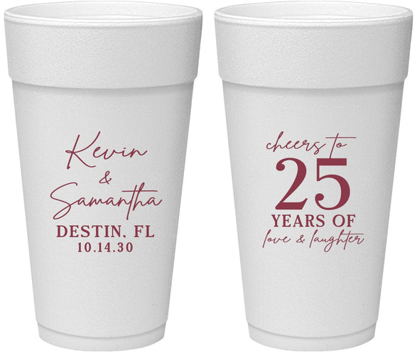 Personalized Anniversary 24 oz Foam Cups - 25 Years Of Marriage | 80032