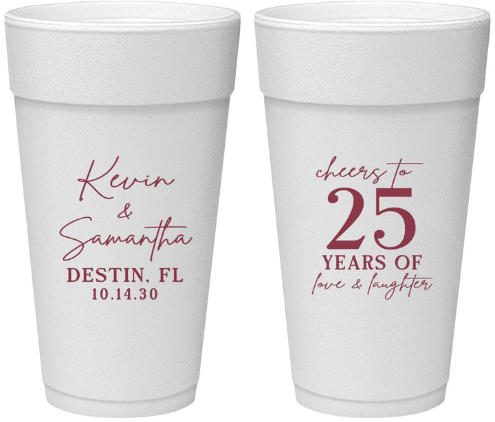 Personalized Anniversary 24 oz Foam Cups - 25 Years Of Marriage | 80032