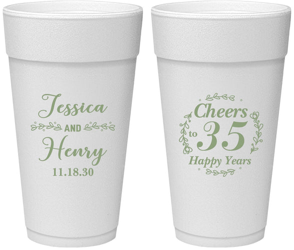 Personalized Anniversary 24 oz Foam Cups - Cheers To 35 Years | 80034