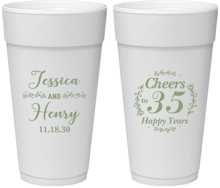 Personalized Anniversary 24 oz Foam Cups - Cheers To 35 Years | 80034