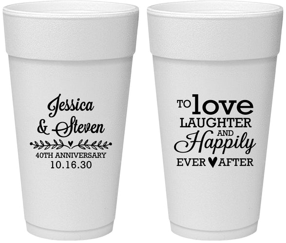 Personalized Anniversary 24 oz Foam Cups - 40th Wedding | 80035