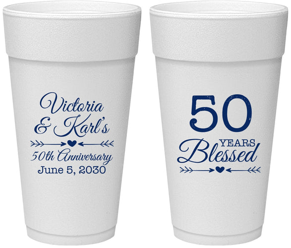 Personalized Anniversary 24 oz Foam Cups - 50 Years Blessed | 80037