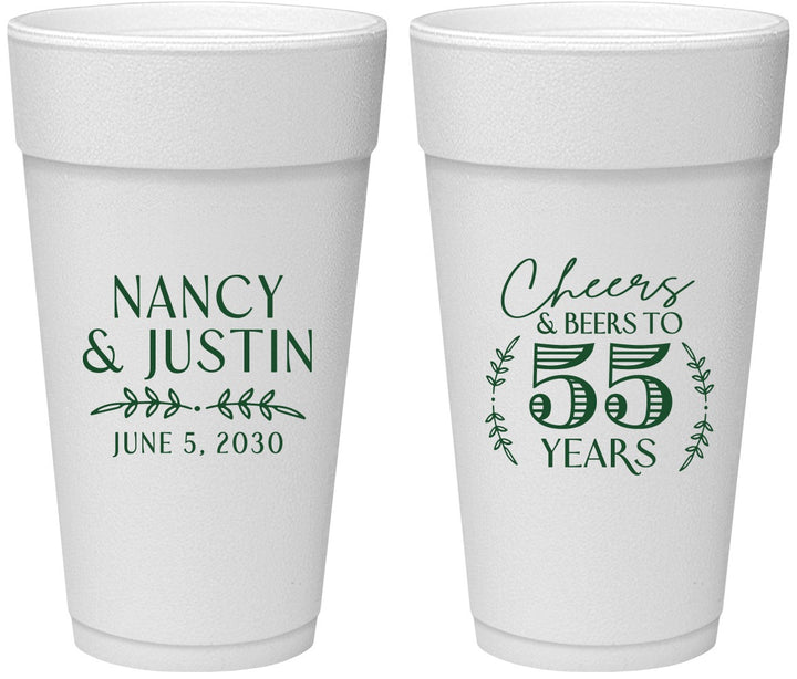 Personalized Anniversary 24 oz Foam Cups - Cheers To 55 Years | 80038