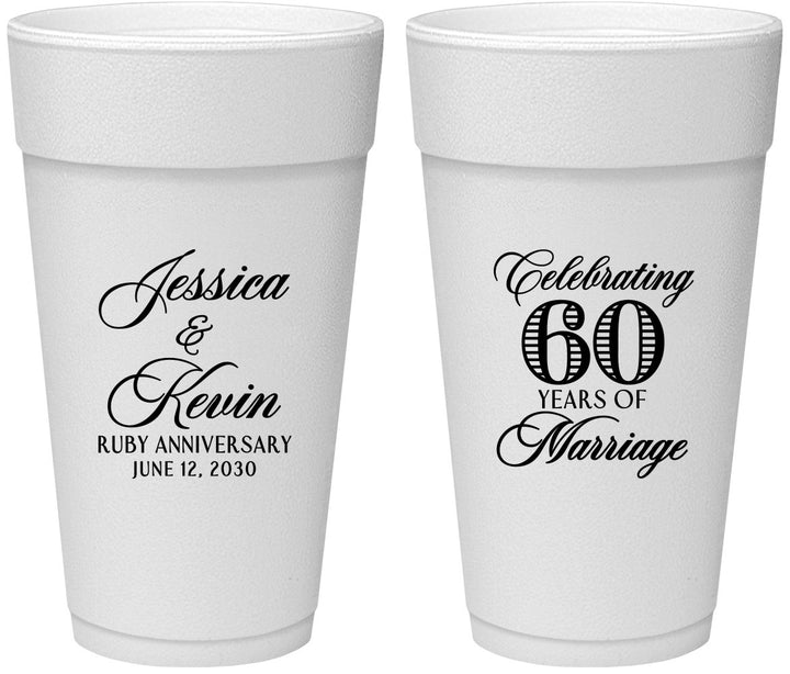 Personalized Anniversary 24 oz Foam Cups - 60 Years Of Marriage | 80039